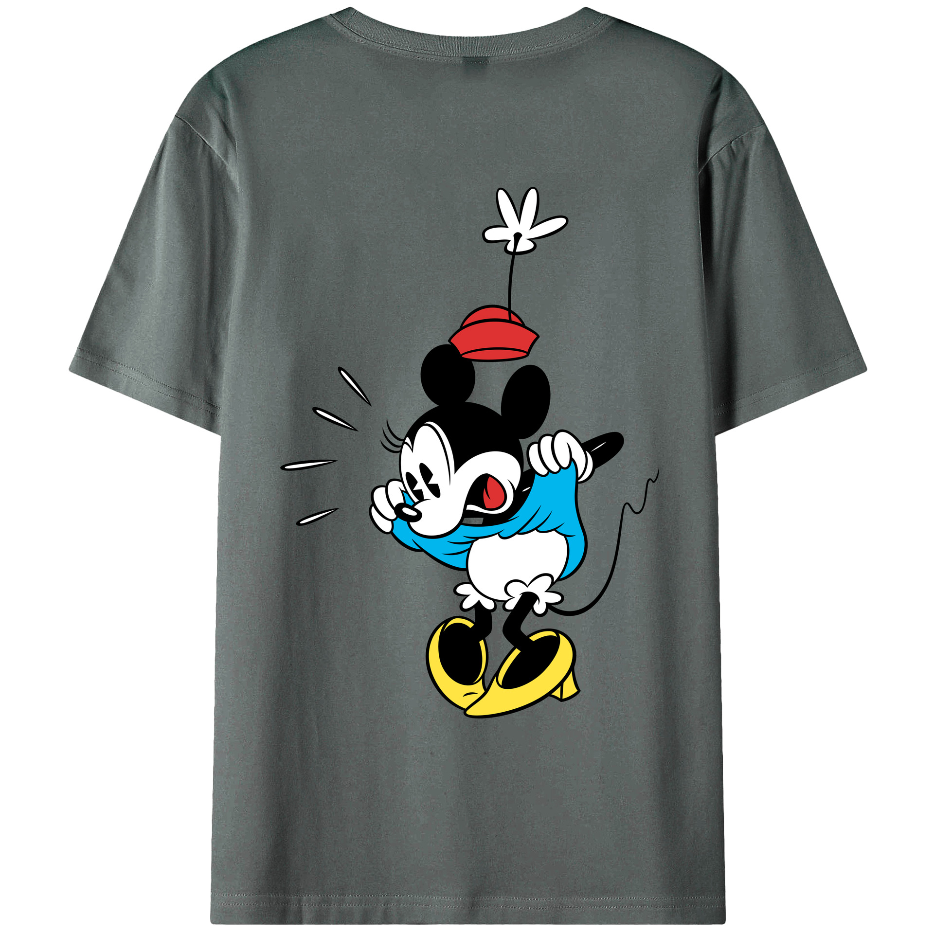 ミッキーマウス Mickey Mouse 綿100％ メンズ半袖Tシャツ（バックプリント） 通気性